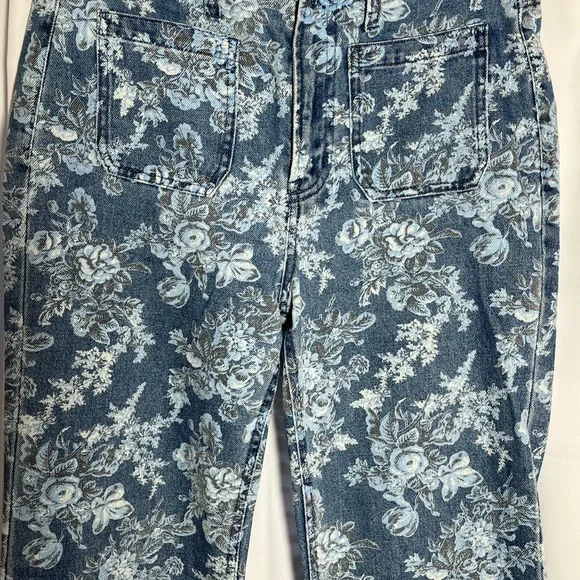 GAP Love Shack Fancy 70’s Flare High Rise Floral Jeans Sz 28 - Picture 2 of 6